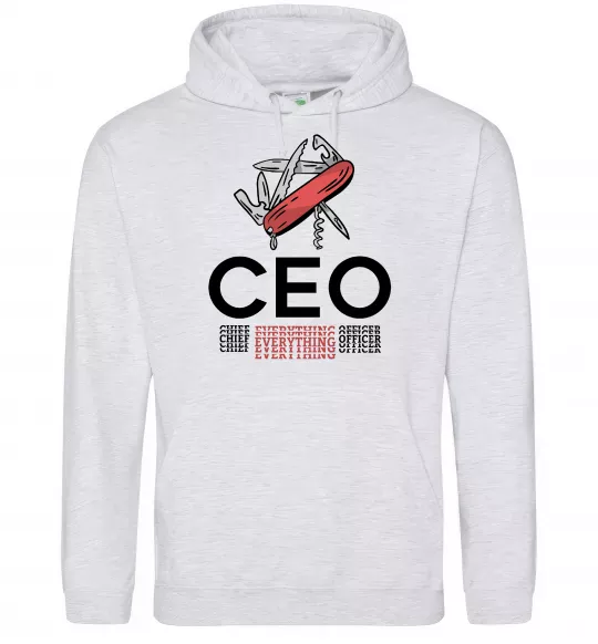 Мужская толстовка (худи) СЕО мультитул Серый меланж фото