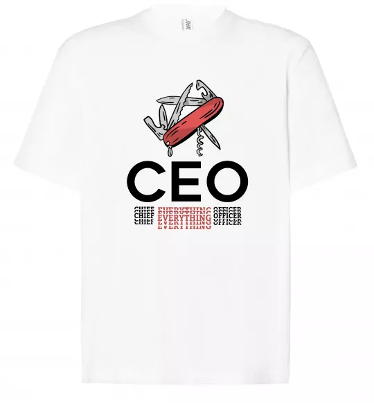 Футболка Оверсайз СЕО мультитул Білий фото