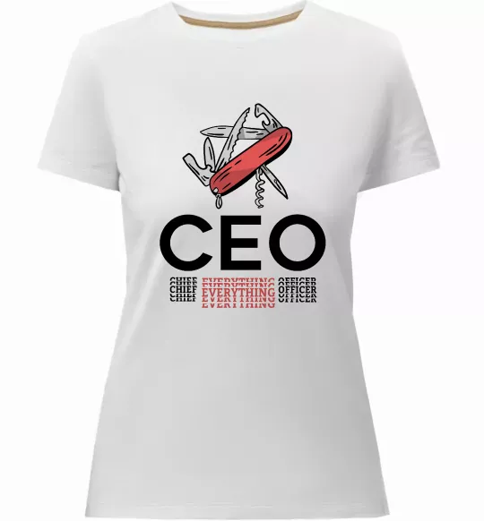 Жіноча преміум футболка СЕО мультитул Білий фото