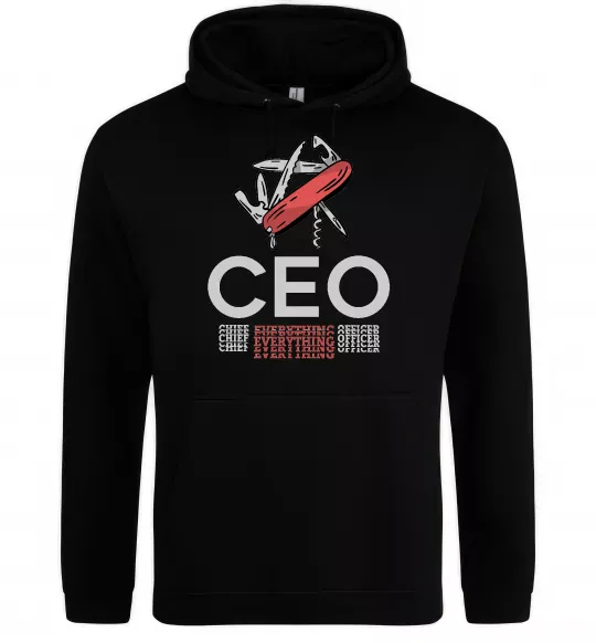 Мужская толстовка (худи) СЕО мультитул Черный фото