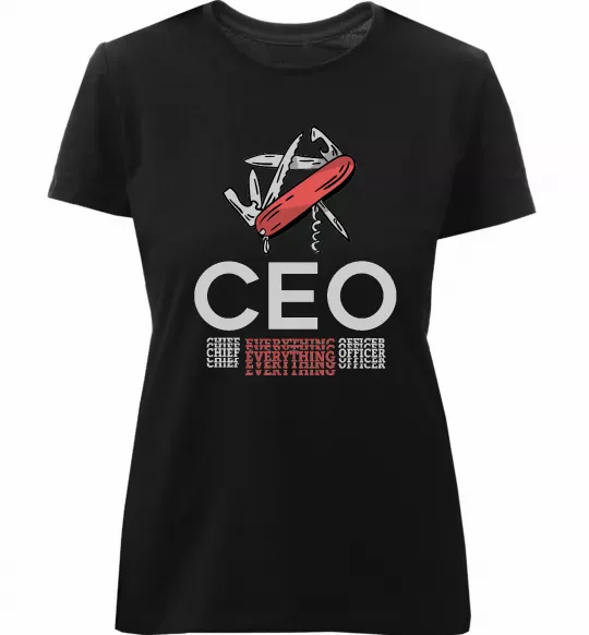 Жіноча преміум футболка СЕО мультитул Чорний фото