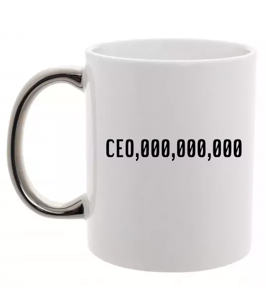 Чашка з кольоровою ручкою CEO 000 Срібло фото