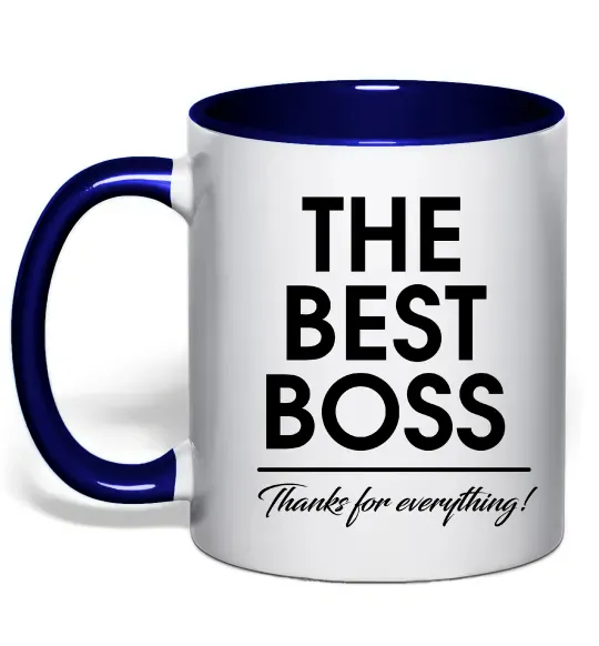 Чашка з кольоровою ручкою The best Boss Глибокий темно-синій фото