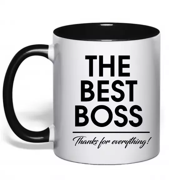 Чашка з кольоровою ручкою The best Boss Чорний фото