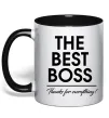 Чашка з кольоровою ручкою The best Boss Чорний фото