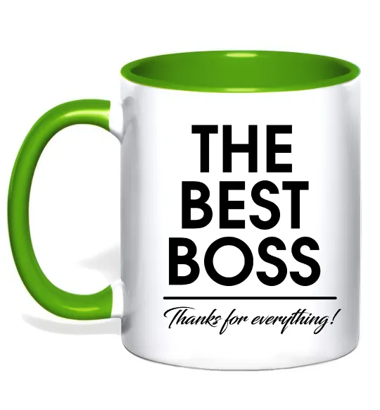 Чашка с цветной ручкой The best Boss Лаймовый фото
