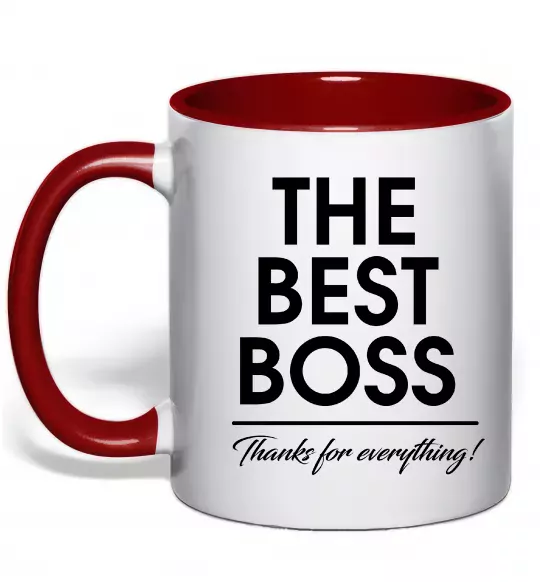 Чашка з кольоровою ручкою The best Boss Червоний фото