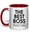 Чашка з кольоровою ручкою The best Boss Червоний фото