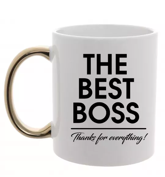 Чашка з кольоровою ручкою The best Boss Золото фото