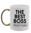 Чашка з кольоровою ручкою The best Boss Золото фото
