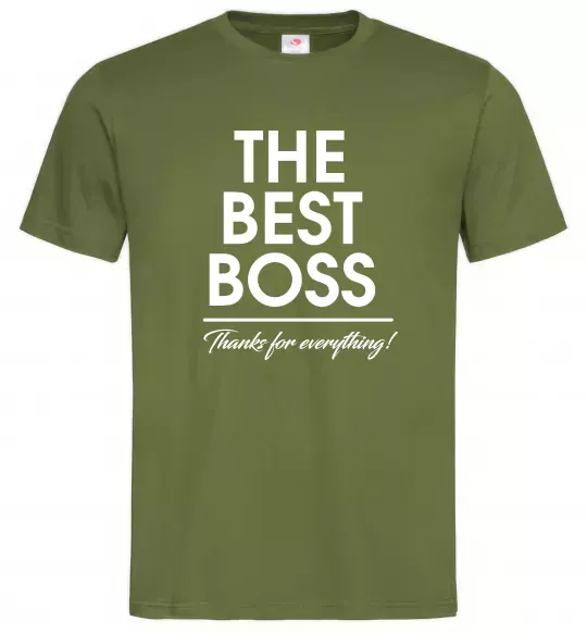 Чоловіча футболка The best Boss Оливковий фото