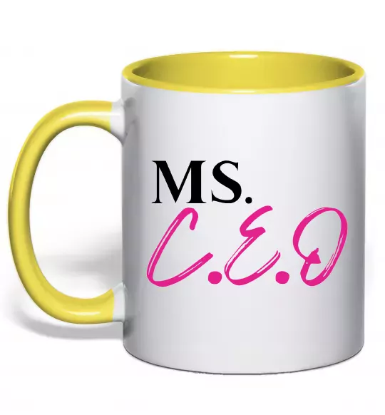 Чашка с цветной ручкой MS CEO Солнечно желтый фото