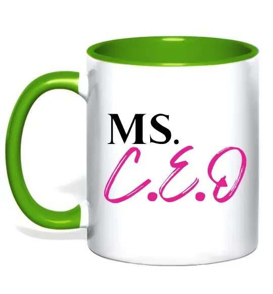 Чашка з кольоровою ручкою MS CEO Лаймовий фото