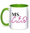 Чашка з кольоровою ручкою MS CEO Лаймовий фото