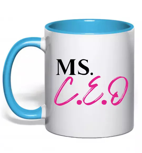 Чашка с цветной ручкой MS CEO Голубой фото
