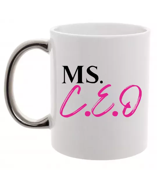 Чашка с цветной ручкой MS CEO Серебро фото