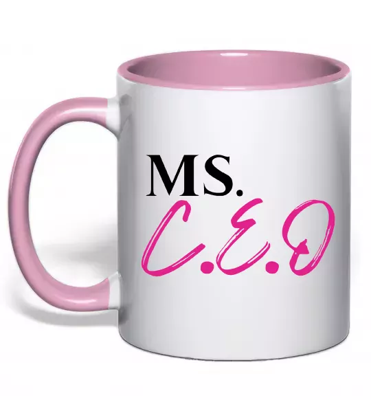 Чашка с цветной ручкой MS CEO Нежно розовый фото