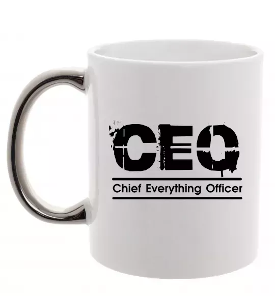 Чашка с цветной ручкой CEO Серебро фото