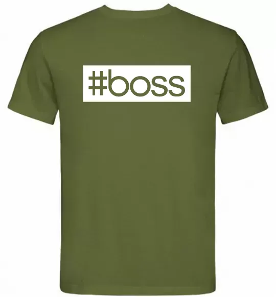 Чоловіча футболка Boss на спині Оливковий фото