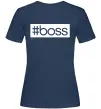 Жіноча футболка Boss на спині Темно-синій фото
