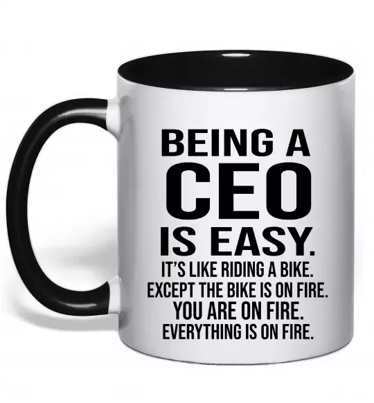 Чашка з кольоровою ручкою Being a CEO is easy Чорний фото