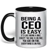 Чашка з кольоровою ручкою Being a CEO is easy Чорний Чашка з кольоровою ручкою Being a CEO is easy Чорний фото
