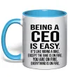Чашка з кольоровою ручкою Being a CEO is easy Блакитний Чашка з кольоровою ручкою Being a CEO is easy Блакитний фото