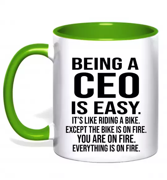 Чашка з кольоровою ручкою Being a CEO is easy Зелений фото