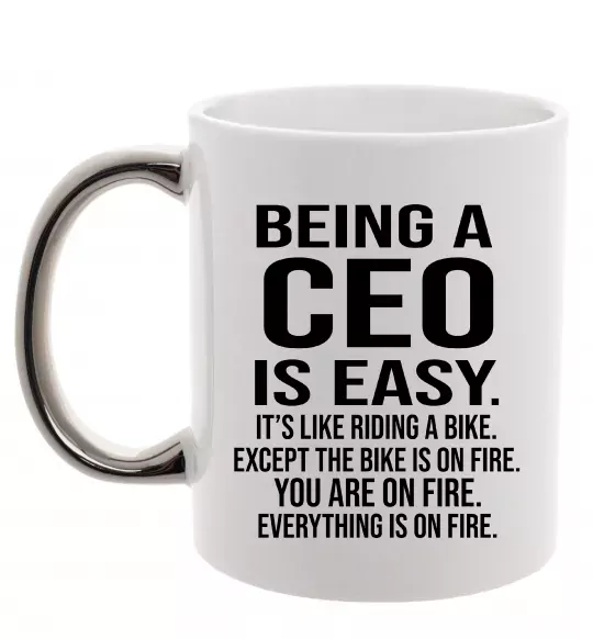 Чашка з кольоровою ручкою Being a CEO is easy Срібло фото