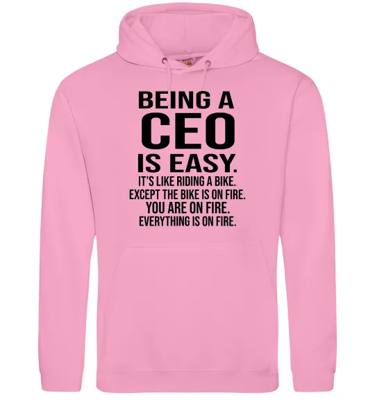 Мужская толстовка (худи) Being a CEO is easy Розовый фото