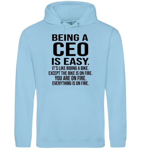 Мужская толстовка (худи) Being a CEO is easy Голубой фото