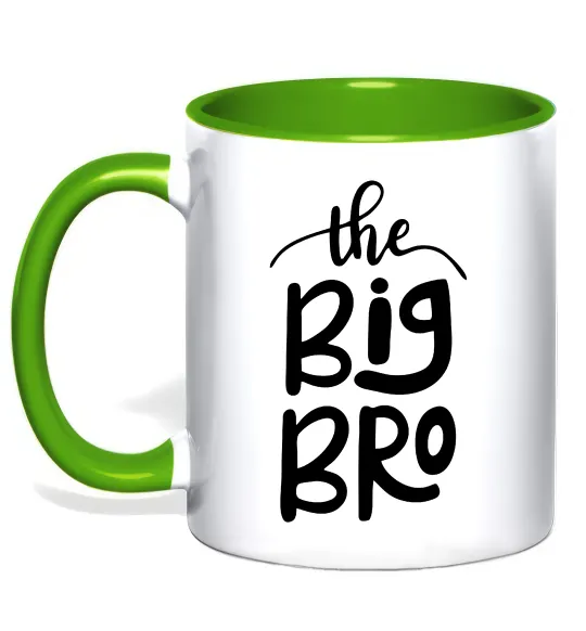 Чашка з кольоровою ручкою The big bro Лаймовий фото