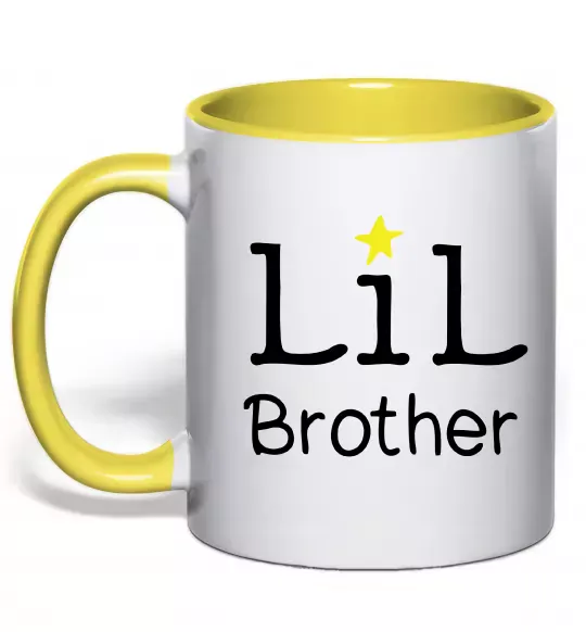 Чашка з кольоровою ручкою Lil brother Сонячно жовтий фото