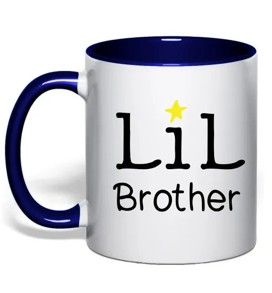Чашка з кольоровою ручкою Lil brother Глибокий темно-синій фото