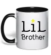 Чашка з кольоровою ручкою Lil brother Чорний Чашка з кольоровою ручкою Lil brother Чорний фото
