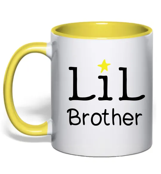Чашка з кольоровою ручкою Lil brother Лимонний фото