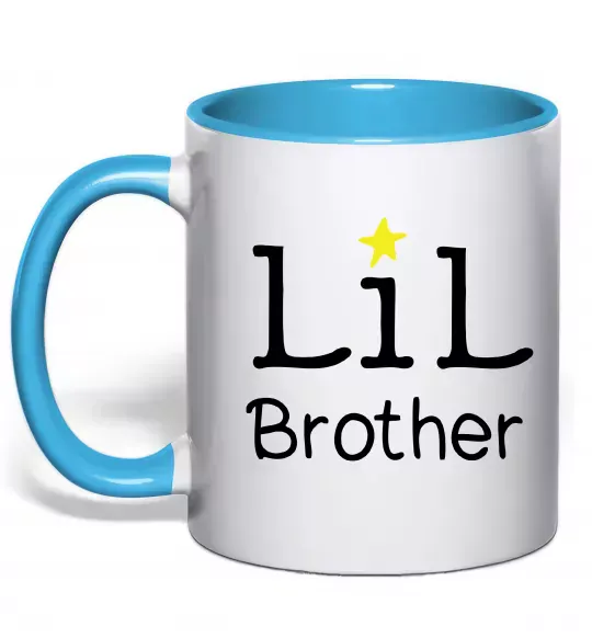 Чашка з кольоровою ручкою Lil brother Блакитний фото