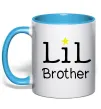 Чашка з кольоровою ручкою Lil brother Блакитний Чашка з кольоровою ручкою Lil brother Блакитний фото