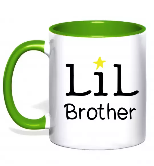 Чашка з кольоровою ручкою Lil brother Зелений фото