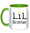 Чашка з кольоровою ручкою Lil brother Зелений Чашка з кольоровою ручкою Lil brother Зелений фото