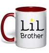 Чашка з кольоровою ручкою Lil brother Червоний Чашка з кольоровою ручкою Lil brother Червоний фото