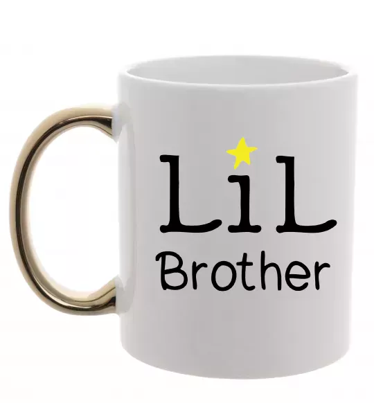 Чашка з кольоровою ручкою Lil brother Золото фото
