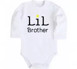 Детский боди Lil brother Белый фото