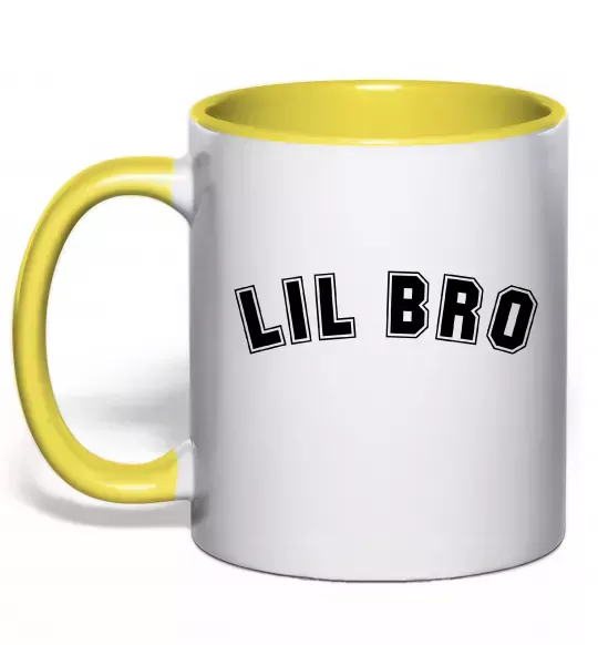 Чашка с цветной ручкой Lil bro Солнечно желтый фото