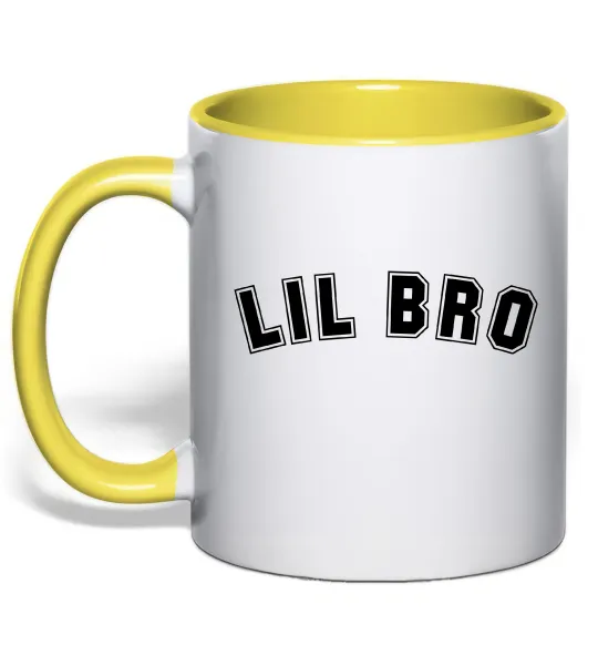 Чашка с цветной ручкой Lil bro Лимонный фото