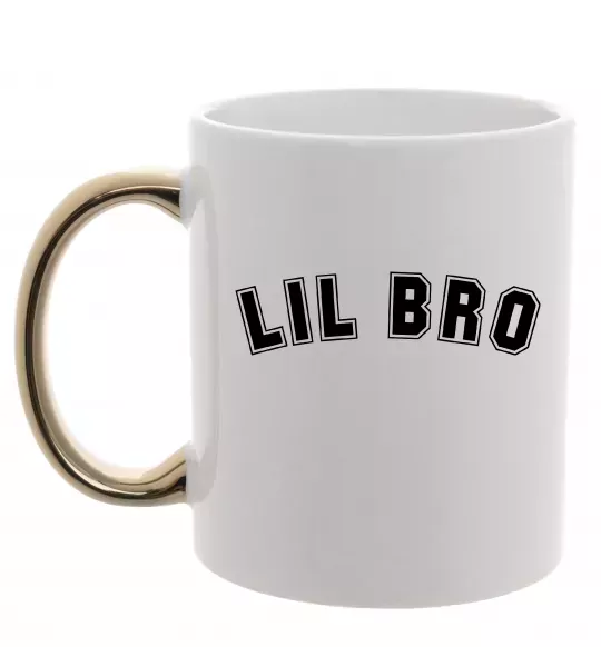 Чашка с цветной ручкой Lil bro Золото фото