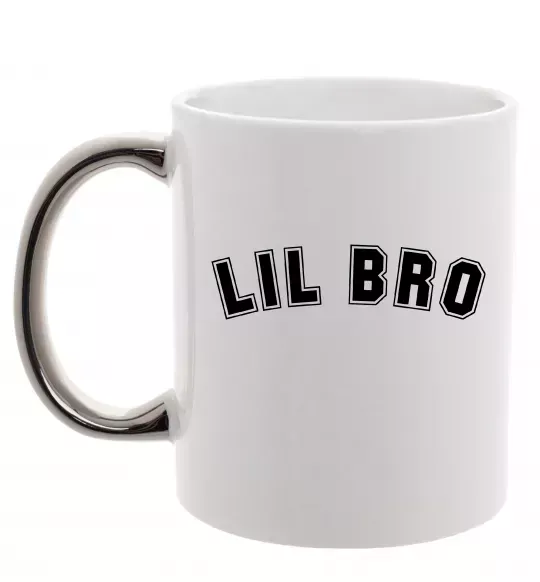 Чашка с цветной ручкой Lil bro Серебро фото