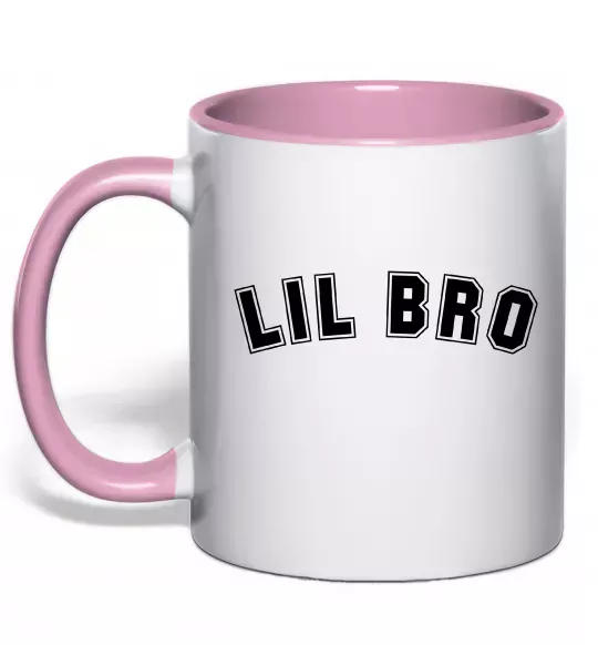 Чашка с цветной ручкой Lil bro Нежно розовый фото