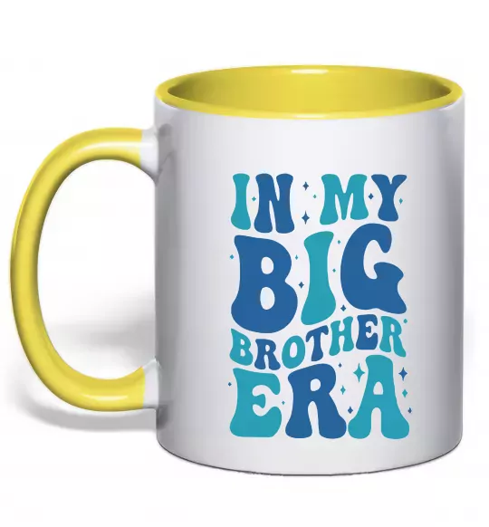 Чашка с цветной ручкой In my big brother era Солнечно желтый фото