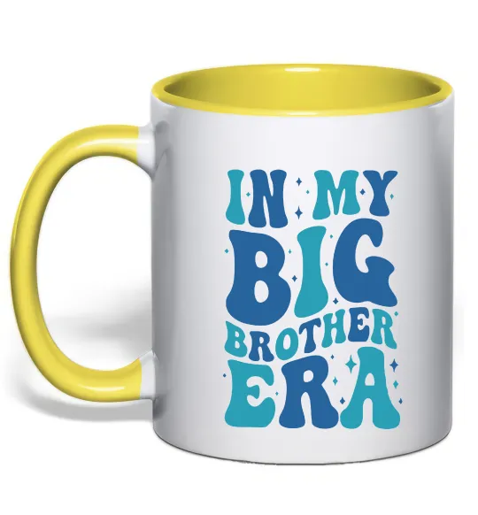 Чашка с цветной ручкой In my big brother era Лимонный фото